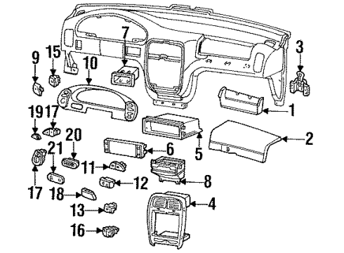 1997 Mercury Villager Instrument Panel Rear Wiper Switch Diagram for F3XY17A553B