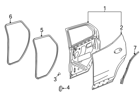 2022 Chevrolet Trailblazer Door & Components Weatherstrip On Body Diagram for 42708694