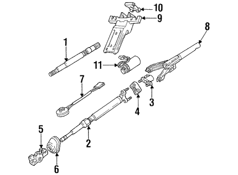 1996 BMW 850Ci Steering Column & Wheel, Steering Gear & Linkage Steering Angle Sensor Diagram for 32311181584