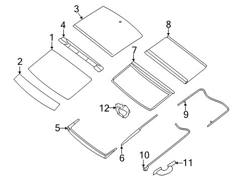 2017 Nissan Maxima Sunroof Guide Assy-Sunshade, Rear Diagram for 91456-4RA1A