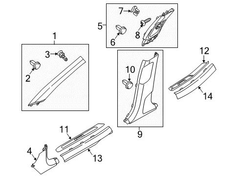2016 Hyundai Genesis Interior Trim - Pillars, Rocker & Floor Trim-Front Step Plate, LH Diagram for 85873-B1000-RNB