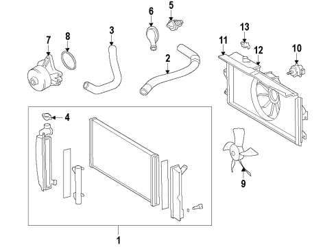 2009 Toyota Matrix Cooling System, Radiator, Water Pump, Cooling Fan Water Pump Diagram for 16100-39465