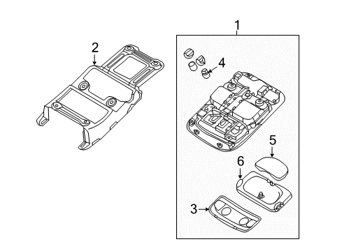 2014 Kia Sedona Overhead Console Conversation Mirror Assembly Diagram for 928044D000TW