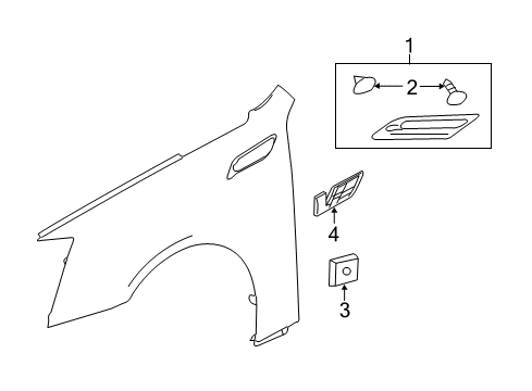 2008 Cadillac CTS Exterior Trim - Fender Grille Diagram for 20849248