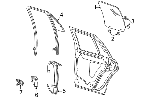 2003 Ford Crown Victoria Rear Door Run Channel Diagram for 2W7Z-5426870-AA