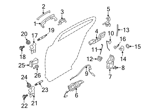 2015 Lincoln MKS Rear Door - Lock & Hardware Handle Rod Diagram for 8A5Z-5426596-A