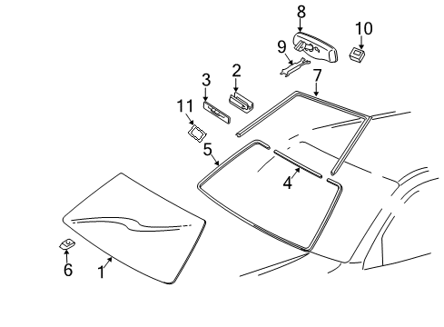 2008 Lexus RX400h Windshield Glass Mirror Assy, Inner Rear View Diagram for 87810-0W130