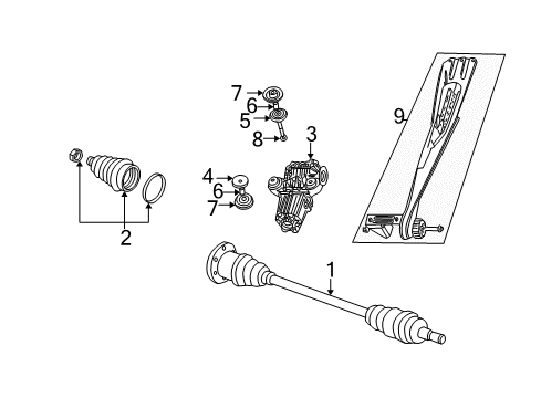 2002 Chrysler Town & Country Axle & Differential - Rear Boot Kit-Half Shaft Diagram for 5016941AA