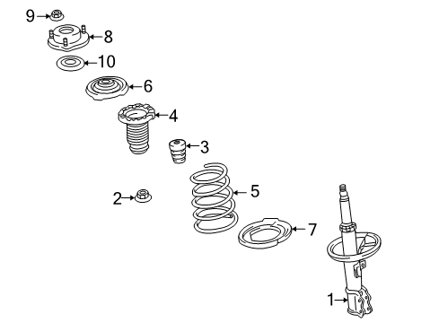 2010 Lexus RX450h Struts & Components - Front ABSORBER Set, Shock Diagram for 48520-80304