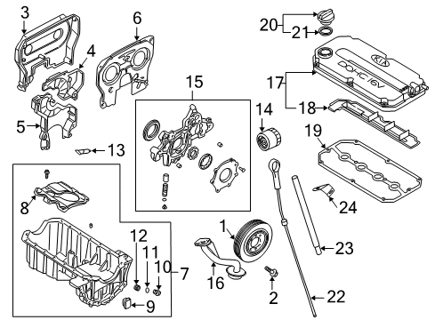 2004 Kia Rio Engine Parts, Mounts, Cylinder Head & Valves, Camshaft & Timing, Oil Pan, Oil Pump, Crankshaft & Bearings, Pistons, Rings & Bearings Gasket Diagram for K995621400