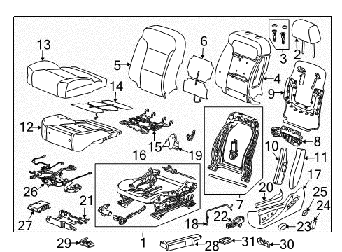 2015 Chevrolet Silverado 1500 Driver Seat Components Track Cover Diagram for 23218776