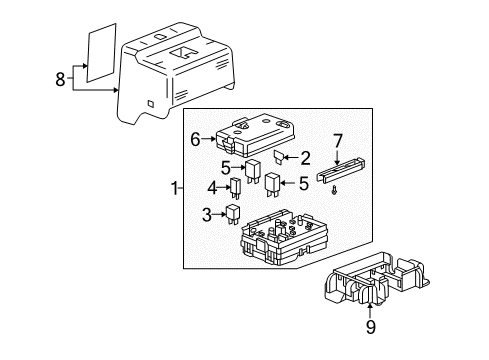 2007 Buick Rainier Electrical Components Retainer, Body & Instrument Panel Wiring Harness Junction Block Cover(Slide Lock) Diagram for 88986346