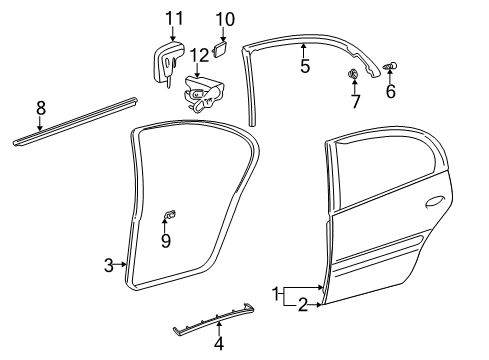 2000 Buick LeSabre Rear Door Applique Nut Diagram for 25647358