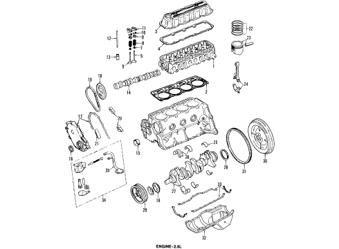 1997 Jeep Cherokee Engine Parts, Mounts, Cylinder Head & Valves, Camshaft & Timing, Oil Pan, Oil Pump, Crankshaft & Bearings, Pistons, Rings & Bearings Bracket Diagram for 52058863