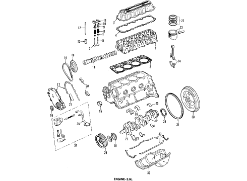 1994 Jeep Wrangler Engine Parts, Mounts, Cylinder Head & Valves, Camshaft & Timing, Oil Pan, Oil Pump, Crankshaft & Bearings, Pistons, Rings & Bearings Piston Diagram for 4897012AA