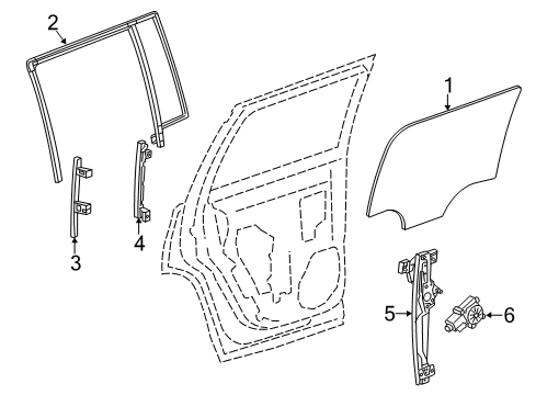 2020 Cadillac Escalade Rear Door Door Glass Diagram for 84321998