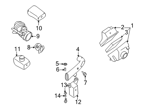 2001 Nissan Quest Powertrain Control Air Cleaner Diagram for 16500-7B000