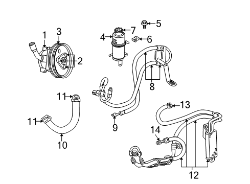 2005 Jeep Liberty P/S Pump & Hoses, Steering Gear & Linkage Reservoir-Power Steering Pump Diagram for 52088713AA