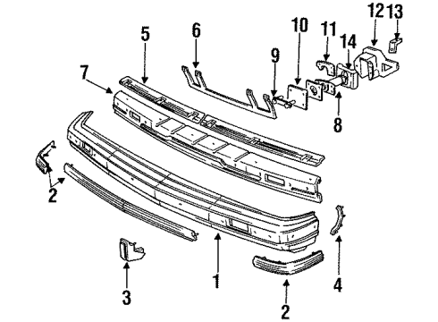 Diagram for 1992 Buick Century Front Bumper 