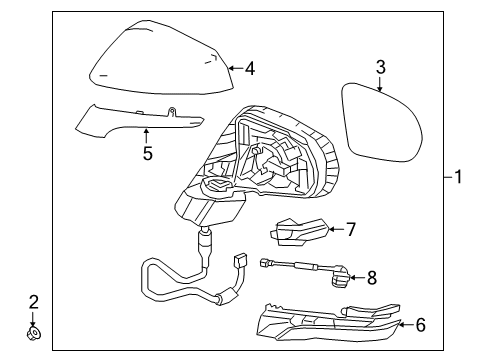 2021 Lexus RX350L Parking Aid Mirror Assembly, Outer R Diagram for 87940-48881-A0