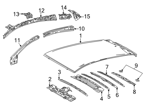 2021 Toyota Prius Prime Roof & Components Weatherstrip Pillar Reinforcement Diagram for 61202-47050