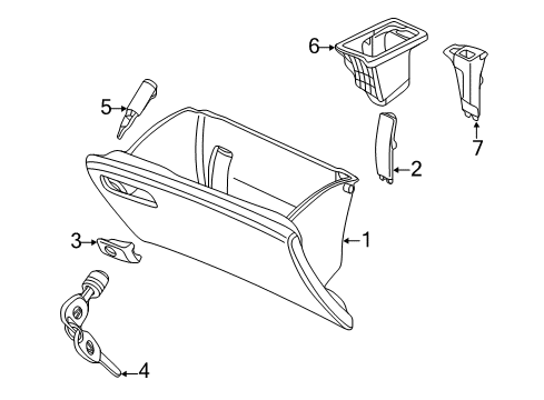 2012 Honda Odyssey Glove Box Knob, Glove Box *NH686L* (LIGHT WARM GRAY) Diagram for 77544-TK8-A01ZA