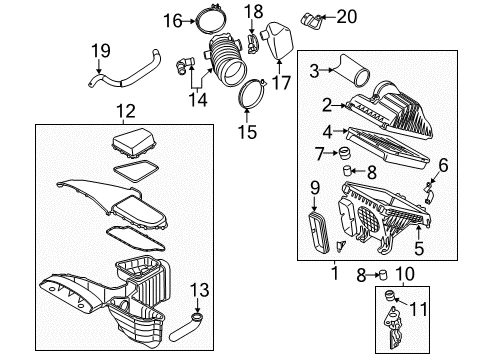 2014 Kia Cadenza Powertrain Control Bracket Assembly-Air Intake Diagram for 281142T100