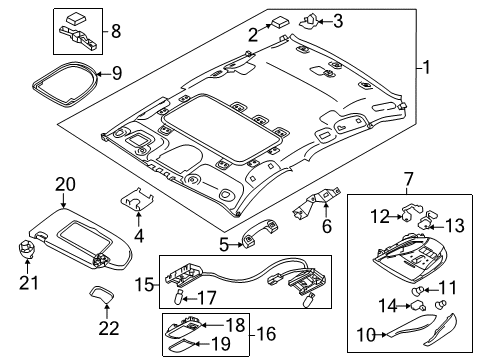 2018 Infiniti Q70 Interior Trim - Roof Bracket-Assist Grip Rear RH Diagram for 73946-1MA0A