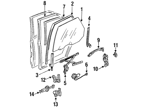 1991 Acura Legend Door & Components Regulator, Right Rear Door Power Diagram for 72711-SP0-013