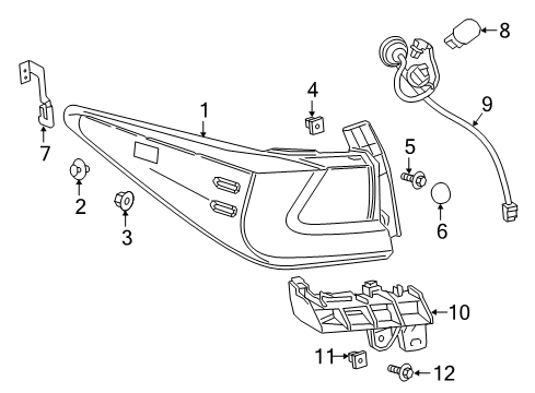 2021 Lexus RC350 Combination Lamps Lens & Body, RR Comb Diagram for 81551-24220