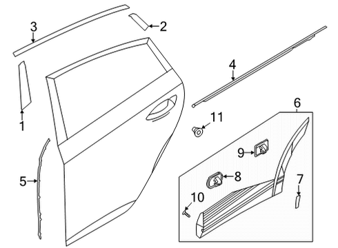 2022 Hyundai Ioniq 5 Exterior Trim - Rear Door W/STRIP ASSY-RR DR BELT O/S LH Diagram for 83210-GI010