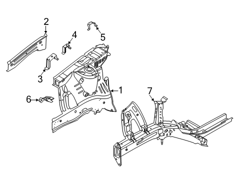 2022 Hyundai Venue Inner Components - Fender BRKT Assembly-Fender MTG UPR NO.1 Diagram for 644A1-K2000