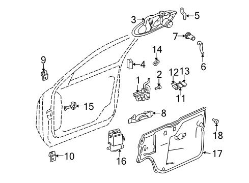 2000 Cadillac Seville Keyless Entry Components Rod Asm-Front Side Door Outside Handle Diagram for 25645210