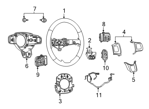 2019 Dodge Journey Steering Column, Steering Wheel & Trim Harness-Steering Wheel Diagram for 68160755AA