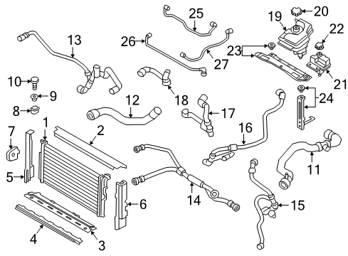 2018 BMW 330e Radiator & Components Expansion Tank Line Diagram for 17128616133