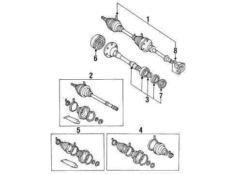 1991 Lexus ES250 Drive Axles - Front Boot Kit, Front Drive Shaft Inboard Joint Diagram for 04438-32060