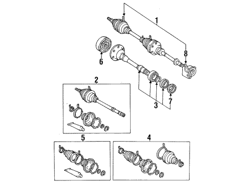 1991 Lexus ES250 Drive Axles - Front Front Cv Joint Boot Kit Diagram for 04438-32070