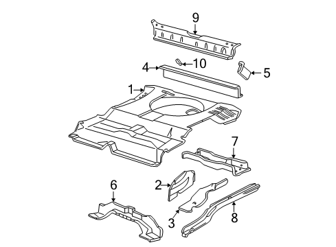 2003 Mercury Sable Rear Body, Rear Upper Body, Floor & Rails Rear Floor Pan Diagram for 3F1Z-7411215-AA