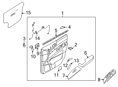 2007 Hyundai Entourage Front Door Front Door O/R Latch & Actuator Assembly, Left Diagram for 813104D010