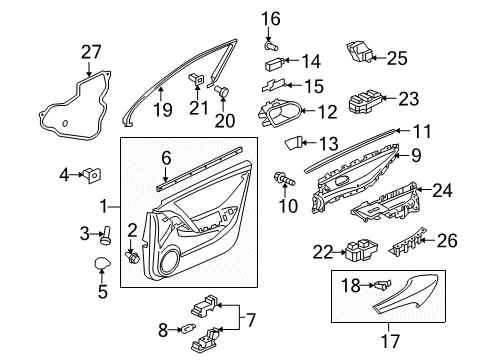 2010 Acura ZDX Power Seats Switch Assembly, Power Window Mas Diagram for 35750-SZN-A01