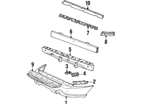 1998 Lincoln Navigator Rear Bumper Bumper Cover Bracket Diagram for F85Z-17C814-AB