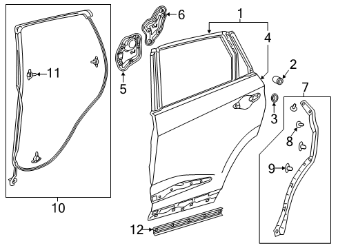 2020 Acura RDX Rear Door Seal A, Rear Diagram for 72861-TJB-A02
