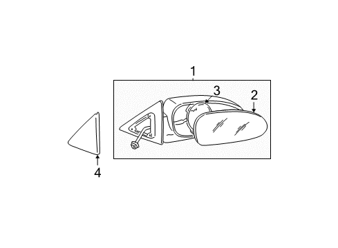 1999 Hyundai Sonata Outside Mirrors Mirror & Holder Assembly-Outside Rear Vi Diagram for 87607-38000