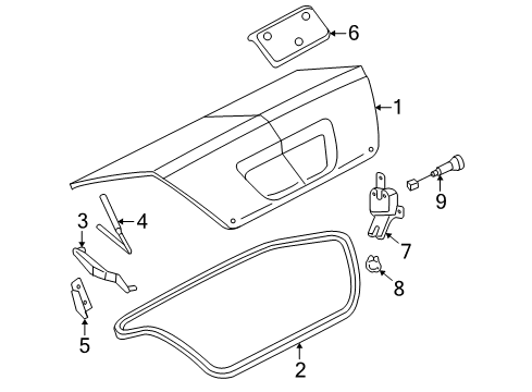 2006 Mercury Montego Trunk Lid Weatherstrip Diagram for 5G1Z-5443720-A