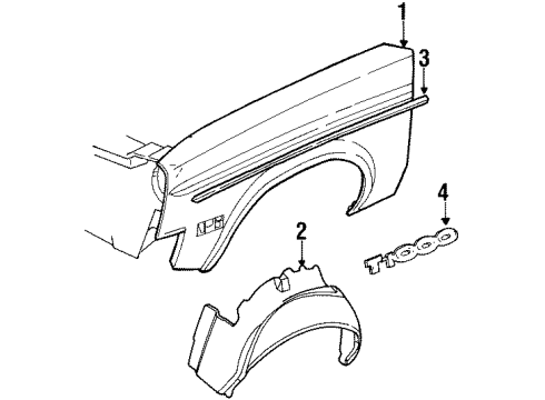 1985 Pontiac T1000 Fender & Components, Exterior Trim Panel, Front Wheelhouse Diagram for 363078