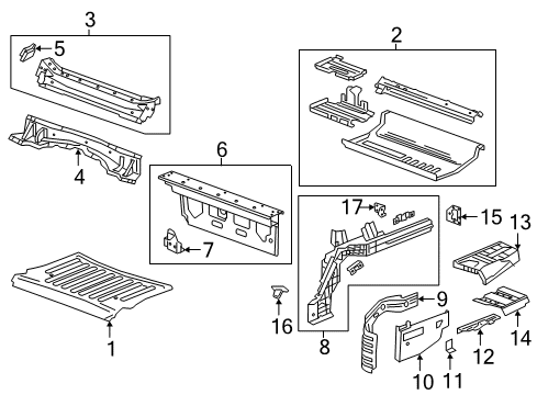 2018 Cadillac CT6 Rear Floor & Rails Floor Extension Diagram for 22989745