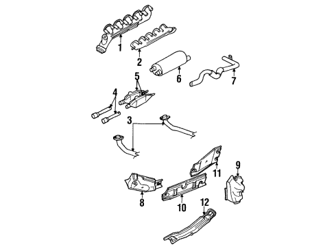 1997 Dodge Ram 3500 Exhaust Components, Exhaust Manifold Catalytic Converter & Pipe Diagram for 5019146AC