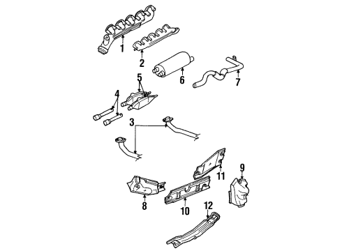 1998 Dodge Ram 2500 Exhaust Components, Exhaust Manifold Exhaust Muffler Diagram for 52103146