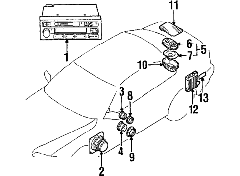 1993 BMW 318i Sound System Clip Laudspeaker Tweeter Diagram for 65131393482