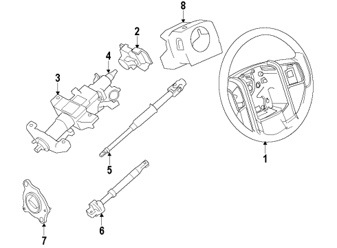 2010 Ford F-150 Steering Column & Wheel, Steering Gear & Linkage Steering Wheel Diagram for AL3Z-3600-AA